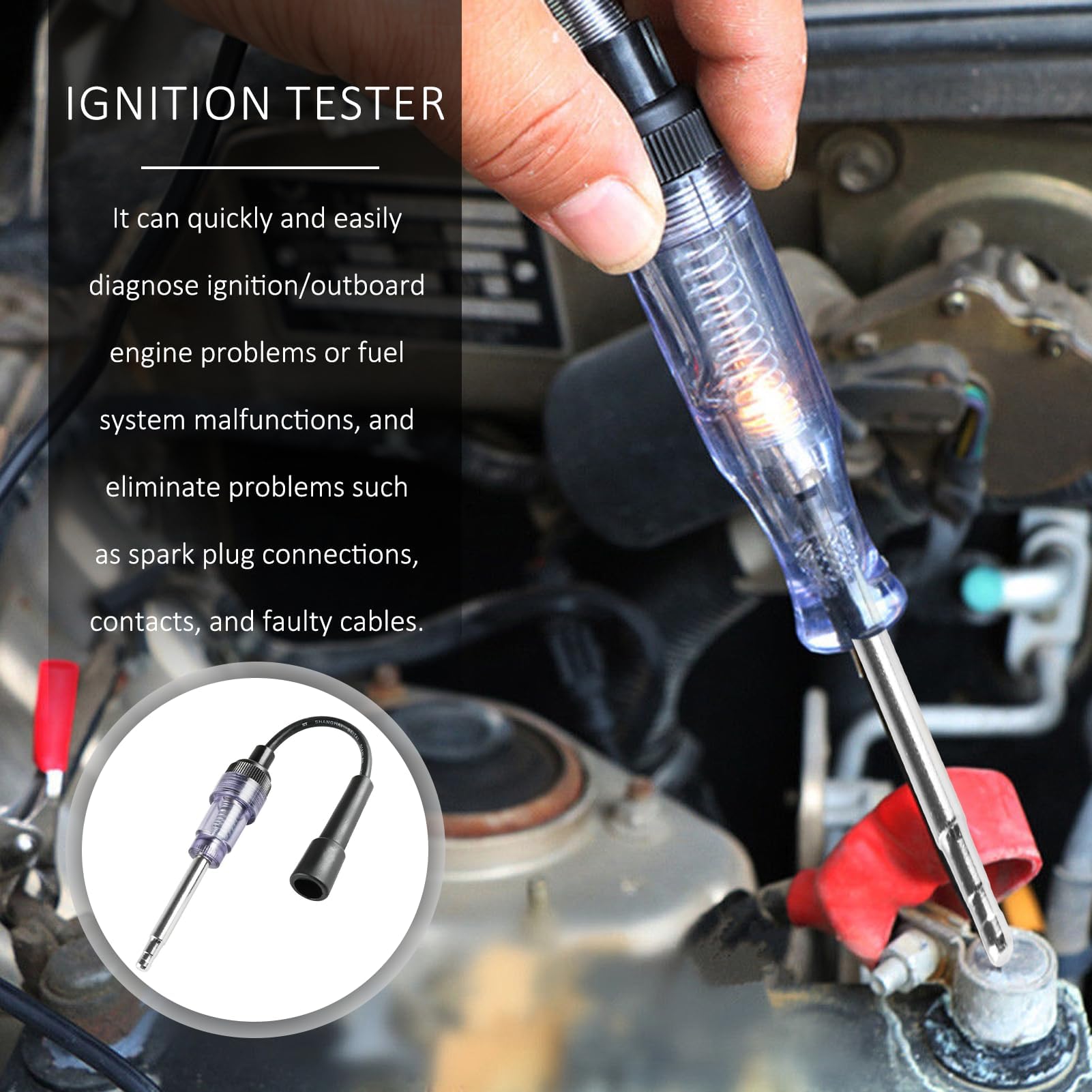Tester di accensione a scintille, Tester per candele di accensione, Tester candela accensione, Tester di accensione, Controller di scintille di accensione, Per auto, tosaerba, motori, motosega