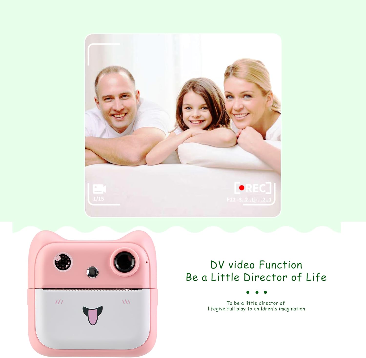 Cute Instant Print Camera for Kids – Perfect Birthday or Christmas Gift for Girls and Boys Age 3-12, Fun HD Digital Video Camera Toy with 32GB SD Card, Pink (A25, Pink)