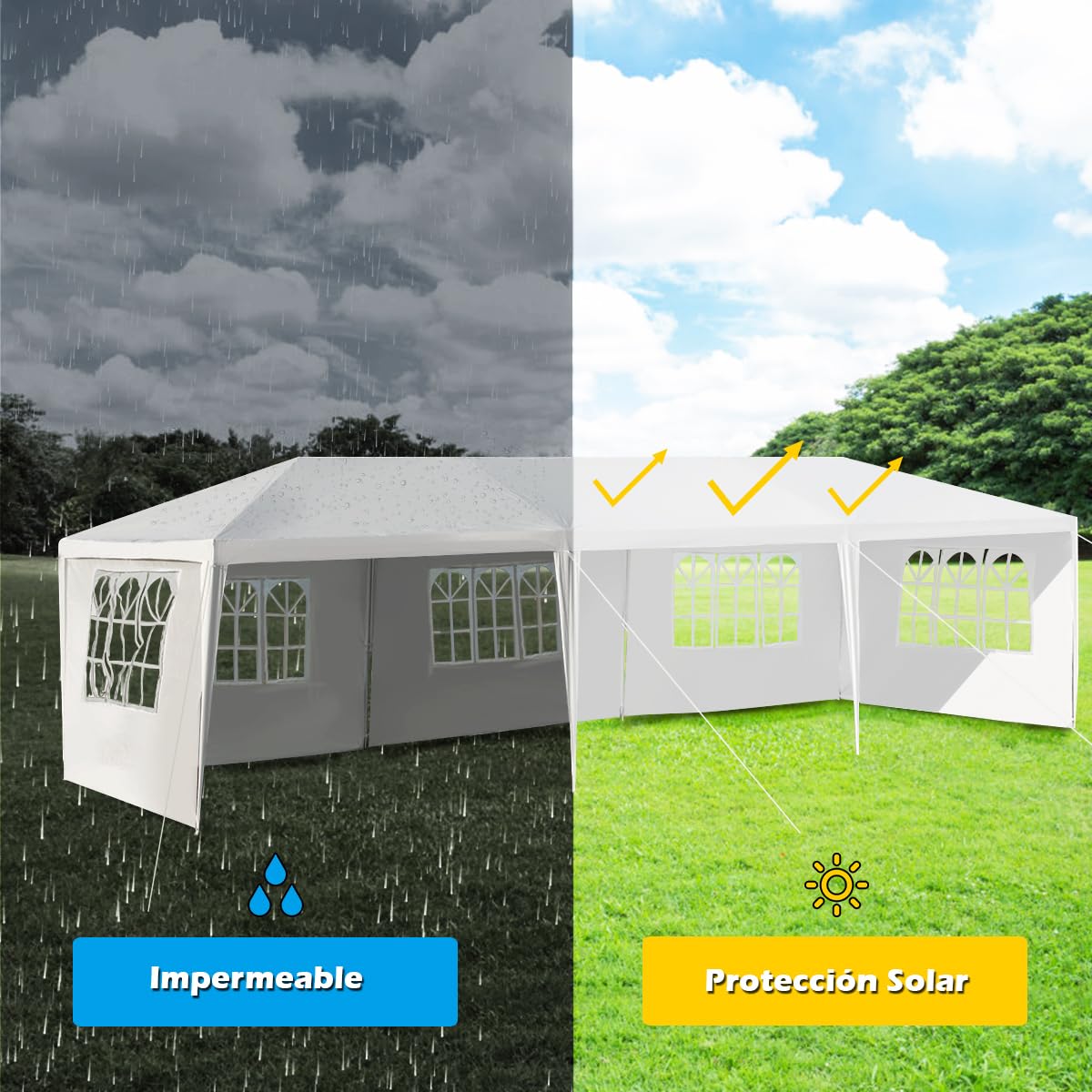 GOPLUS Carpa Plegable 3 x 9 m Impermeable con Protección UV