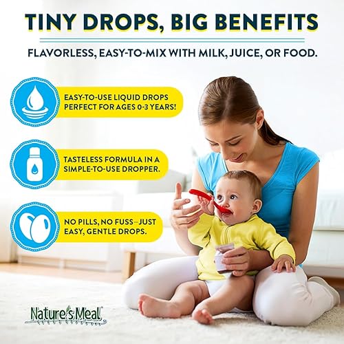 Miniatura 5 de Nature's Meal Gotas de vitamina D3 + K2 MK-7 de 5 mcg, gotas líquidas de vitamina D para bebés de 400 UI, huesos saludables, corazón y sistema