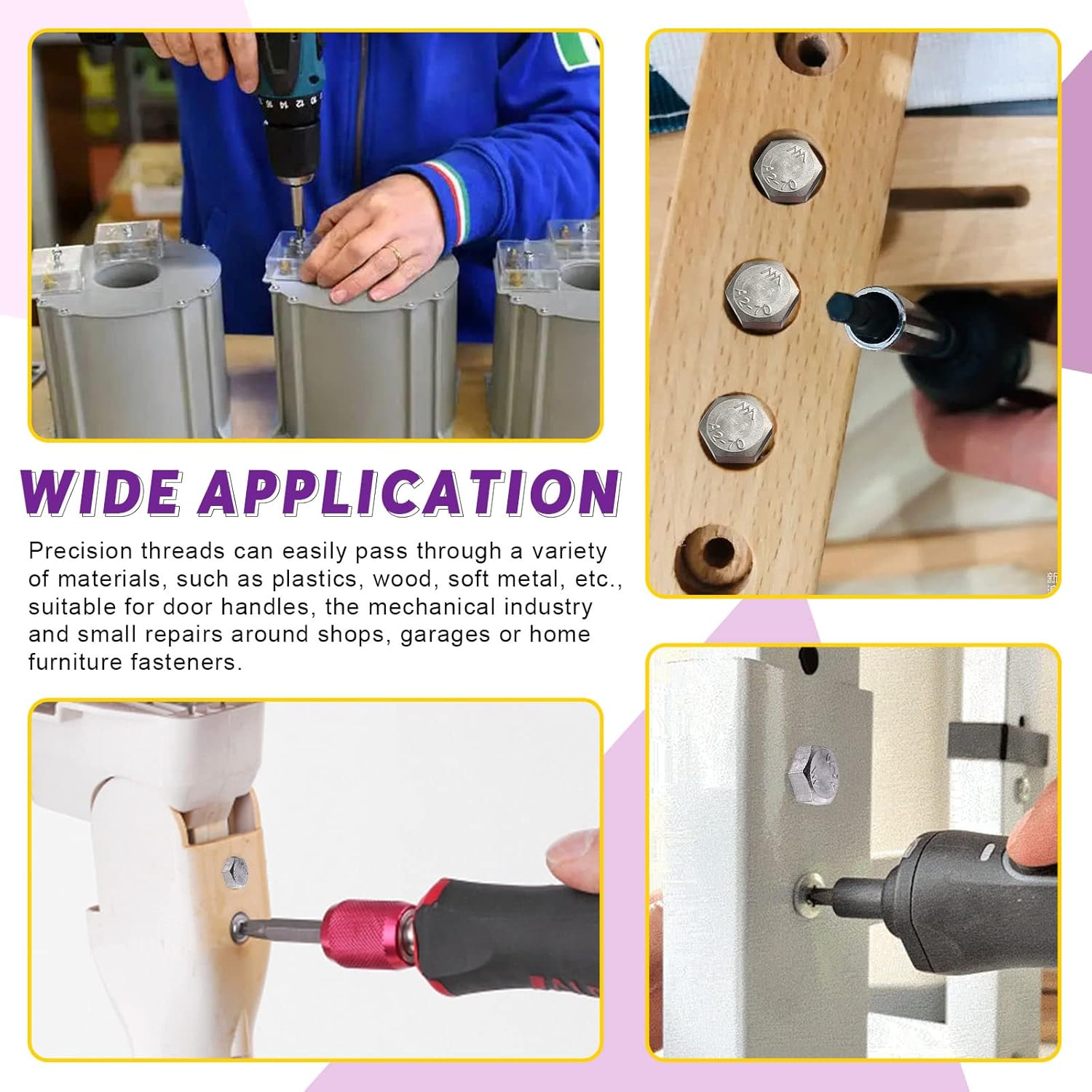 Swpeet 150PCS M8x30/35/50/65/75mm 304 Stainless Steel Hex Lag Bolts Screws and Flat Washers with Lock Washers Assortment Kit, M6 M8 Hexagon Head Wood Screws Lag Bolts and M6 M8 Flat Lock Washers