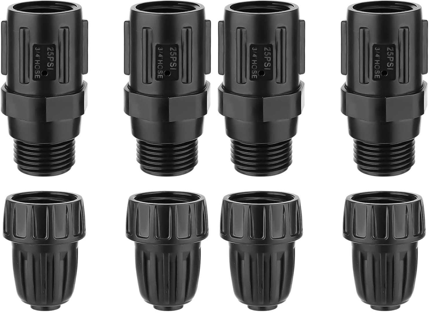 2 Sets Drip Irrigation Pressure Regulator 25PSI & Faucet Adapter Kit, 3/4" Hose Thread Water Pressure Regulator 1/2" Drip Irrigation Tubing Adapter for Drip Irrigation System (Pack of 2)