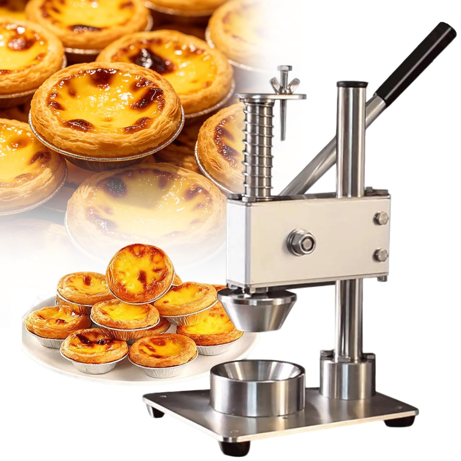 Ymnogjie Manual Egg Tart Shell Pressing Machine,Stainless Steel Commercial Tartlet Shell Forming Maker,Uniform Thickness Muffin and Cupcake Mould Tool for Home,Restaurant,Bakery,Cake Shop