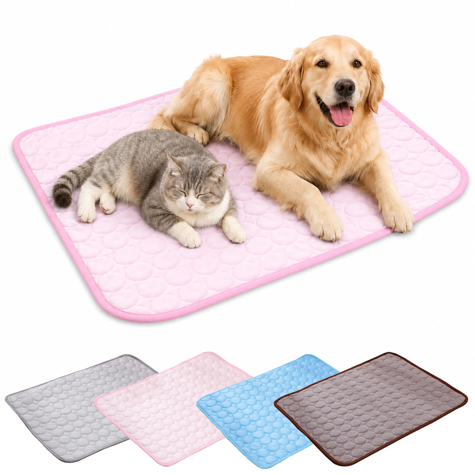 Outdoor Cooling Mat for Dogs Ice Silk, Dog Cooling Mat for Indoor，pink：S