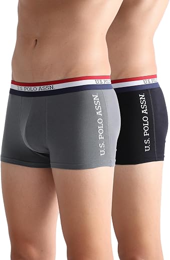 U.S. Polo ASSN. Mens ET002 Anti Microbial Branded Stretch Cotton Underwear Trunk -Pack of 1