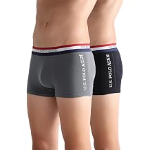 U.S. Polo ASSN. Mens ET002 Anti Microbial Branded Stretch Cotton Underwear Trunk -Pack of 1