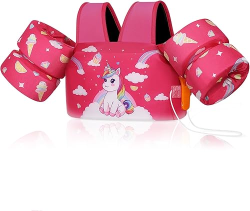 Vista 36 de MoKo - Chaleco de natación para niños entre 20, 30, 40 y 50 libras, banda para los brazos bonita con caricaturas, para piscina o deportes acuáticos