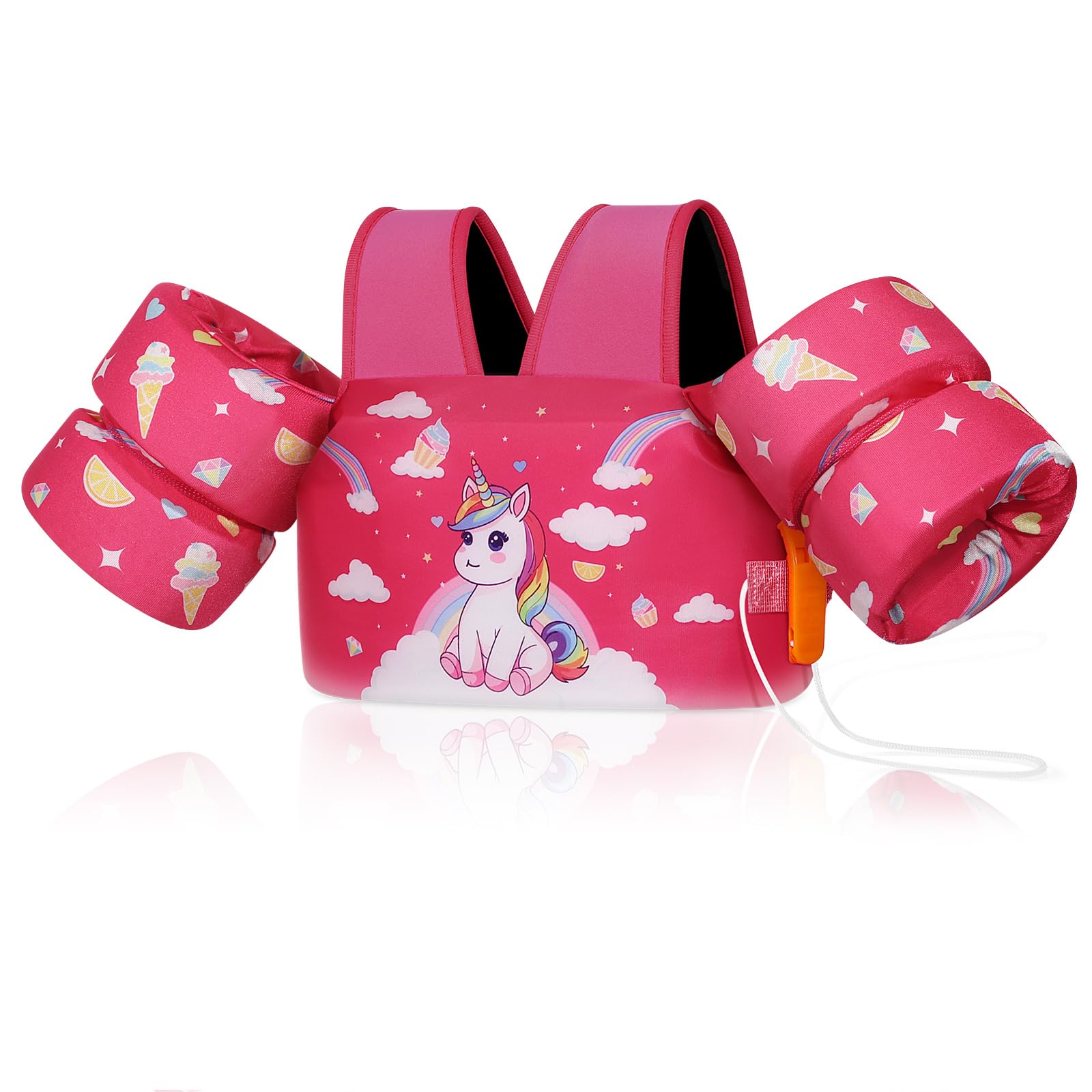 MoKo Toddler Swim Vest for Kids, Swim Arm Floaties 22-66 lbs Boys and Girls Cartoon Swimming Water Wings Pool Float Vests Sleeves Shoulder Straps Arm