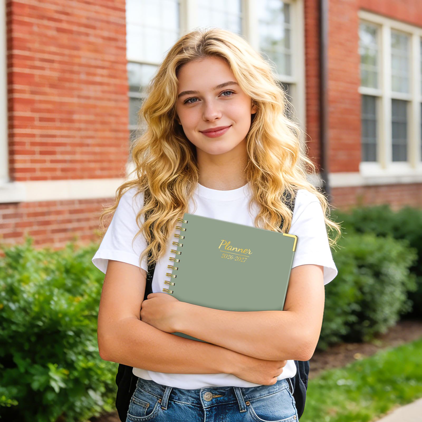 Planer 2026-2027, Wochen- und Monatsplaner, Juli 2026 - Juni 2027, B5 Hardcover Spiralplaner mit monatlichen Registerkarten, inspirierende Zitate für Schüler und Schule, B5 (20,6 x 23,4 cm), Grün