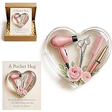 A Pocket Hug for Hairstylists Valentines Day Gifts, Hairdresser Gifts, Mini Hairdresser Tools Valentines Day Cards, Heart Pocket Hug Token with Greeting Cards Hairstylist valentines day decorations Gift for Barbers Cosmetologists Friends Families(Pink)