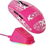 ATTACK SHARK G3PRO Souris de jeu sans fil avec RGB Portique de charge magnétique,Tri-Mode-2.4G/USB-C Câblé/BT,25K DPI,PAW3311 Capteur optique,59g Ultra Lightweight, Bande de poignée pour PC/Mac(Noir)