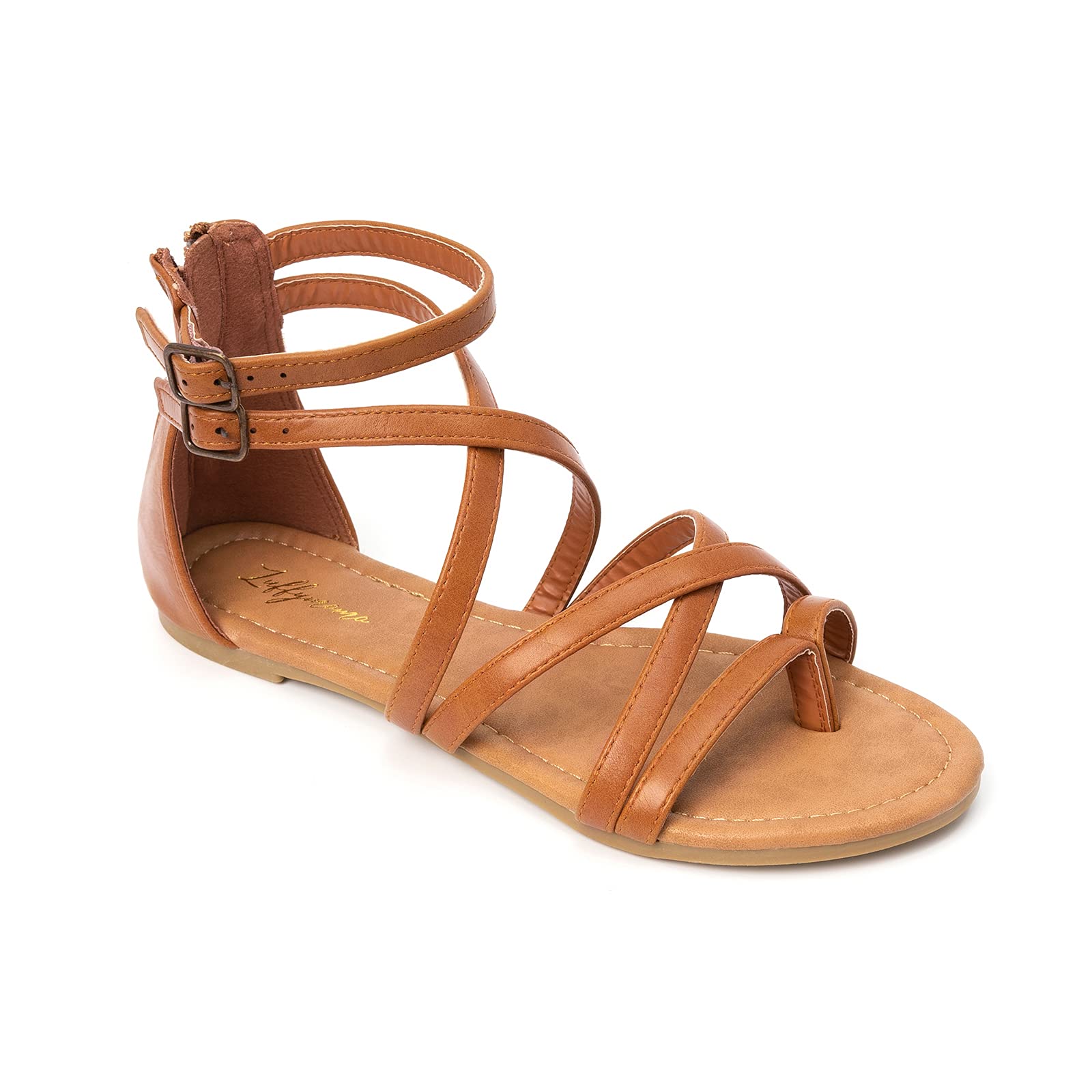 HEVA Damen Casual Riemchensandalen Komfort Einstellbare Flache Sandalen