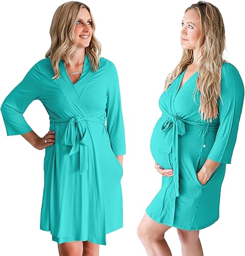 Posh Peanut Mommy Robe for Maternity Labor Delivery - Soft Viscose from Bamboo Postpartum Robe & Maternity Robe for Hospital