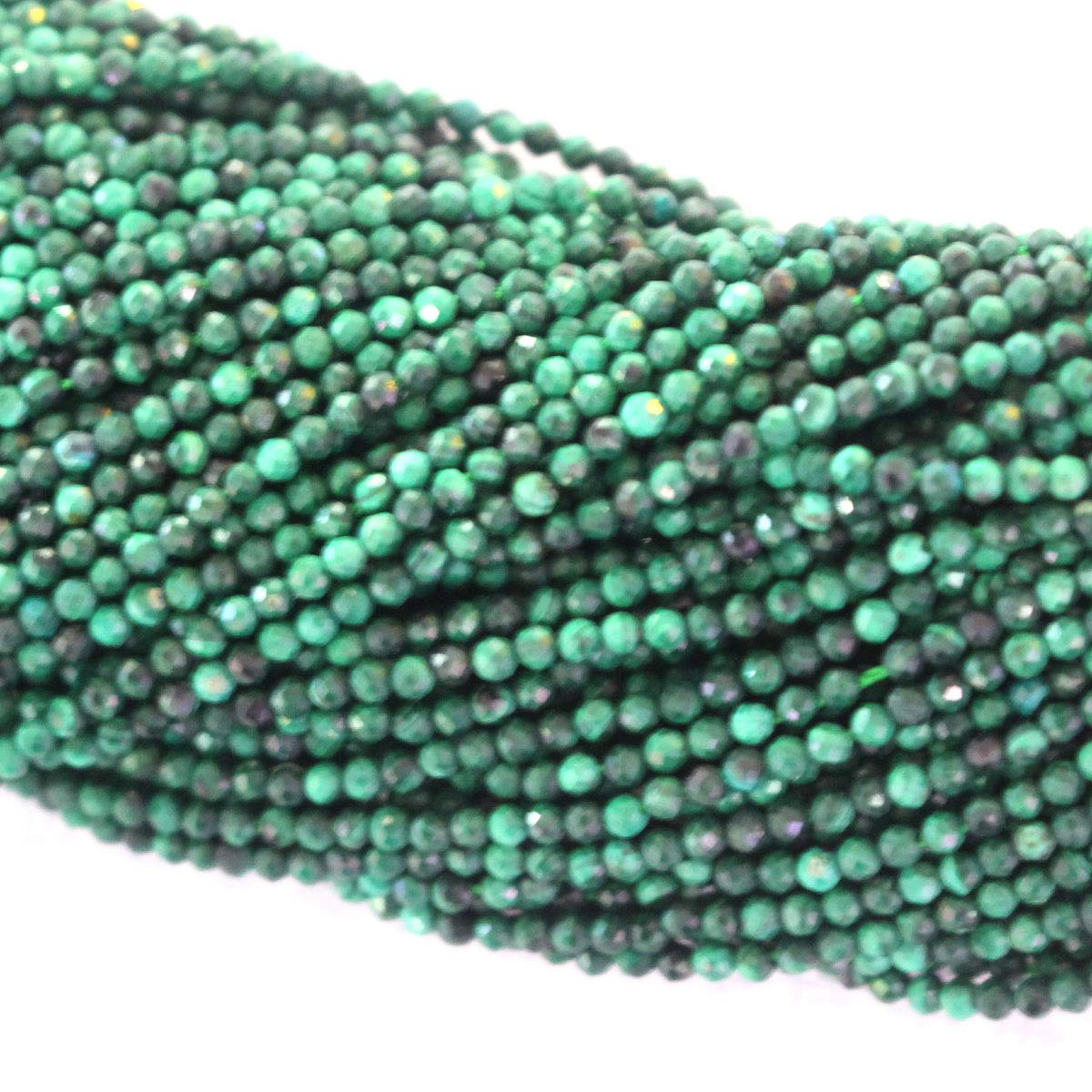 TacoolFaceted Natural Gemstone Beads 3mm Small Round for DIY Necklace Jewelry Making Beads (Malachite)