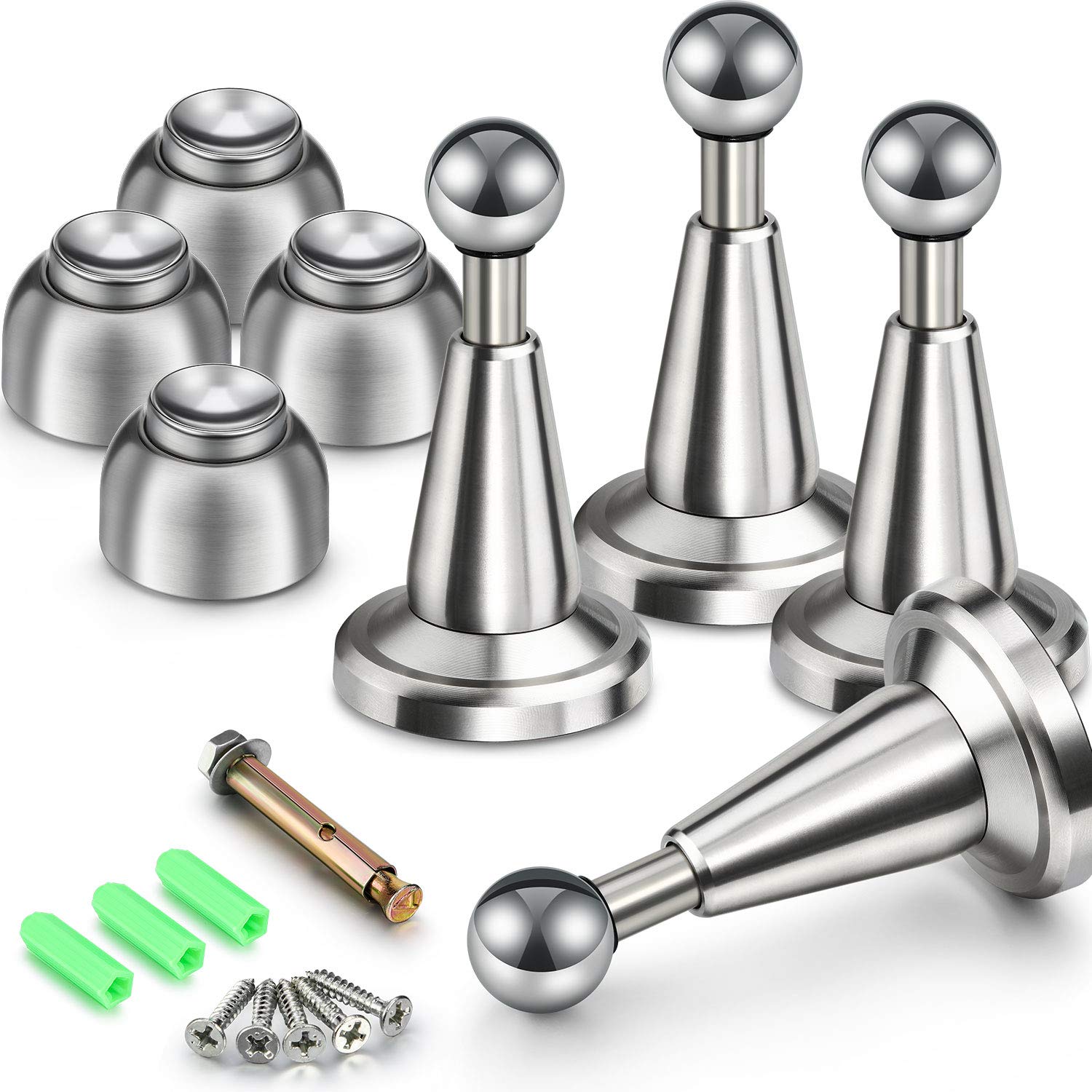 Soft-Catch Magnetic Door Holder Magnetic Doorstops Stainless Steel Wall Mount Door Stop (4)