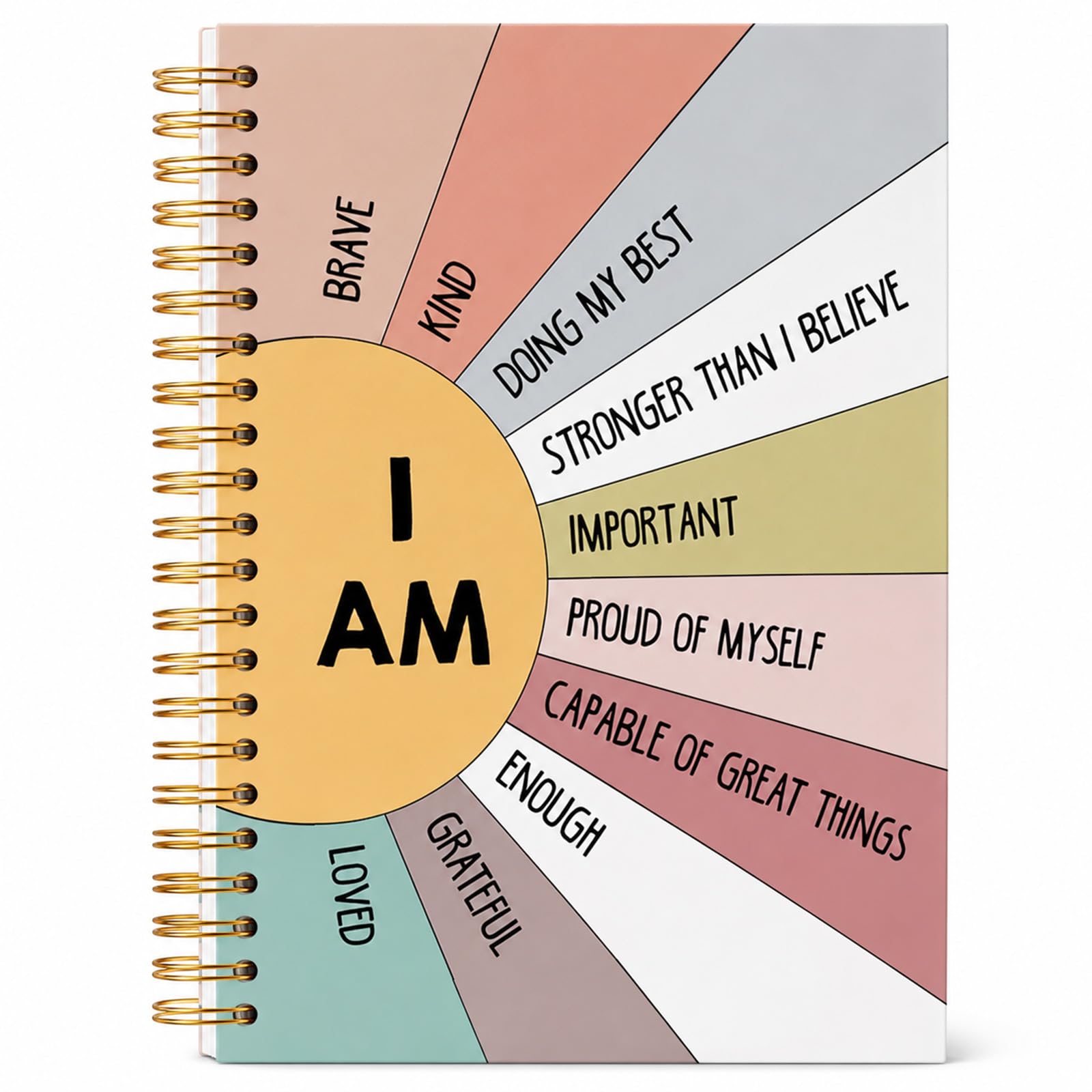 Clyrax Inspirational Notebook A5, Positive Affirmation Gift for Women, 120 Pages Motivational Journal, Boho Sunshine Notebook Journal for Daily Encouragement, Thickened Hardcover Spiral Notebooks