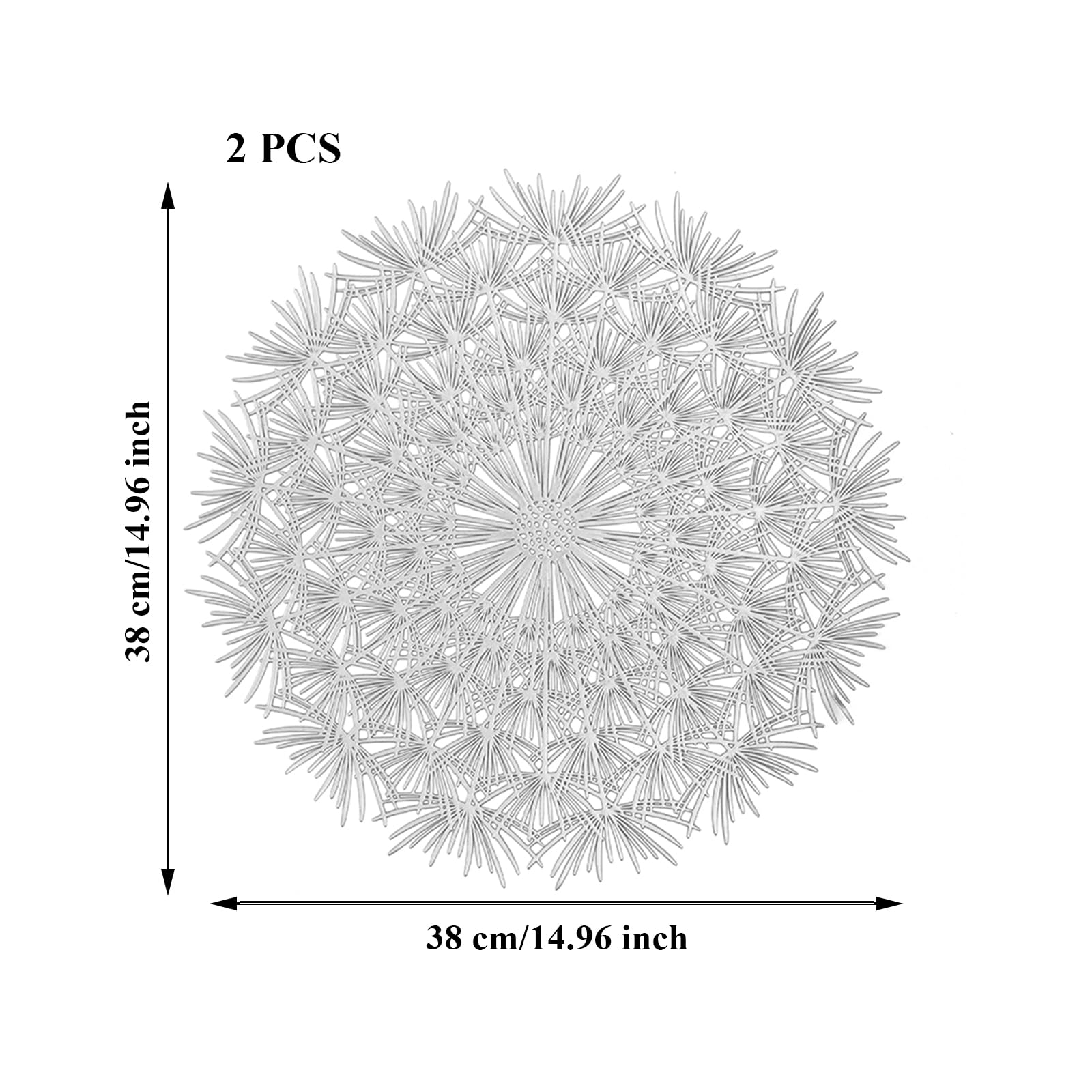 2 Pièces Napperon Table Argent, Set Table Rond Évidé, Napperons Ronds