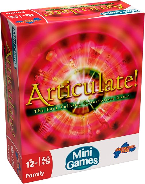 Drumond Park Articulate Mini Travel Board Game, Travel Games for Kids and Adults, Compact Version of the Fast Talking Description Game, Family Games Suitable for Boys and Girls from 12 Years