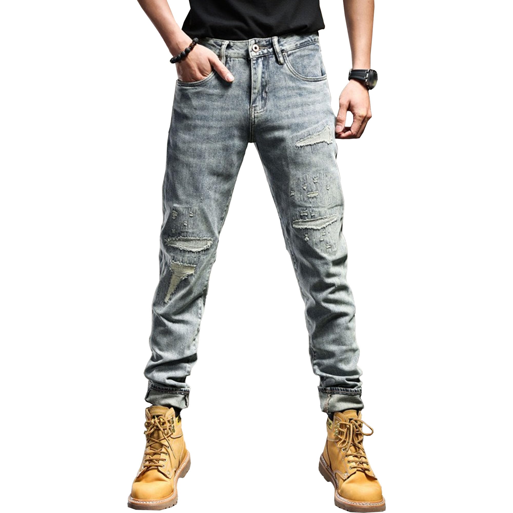Jean de motard pour homme en toile denim extensible de qualité supérieure - 8