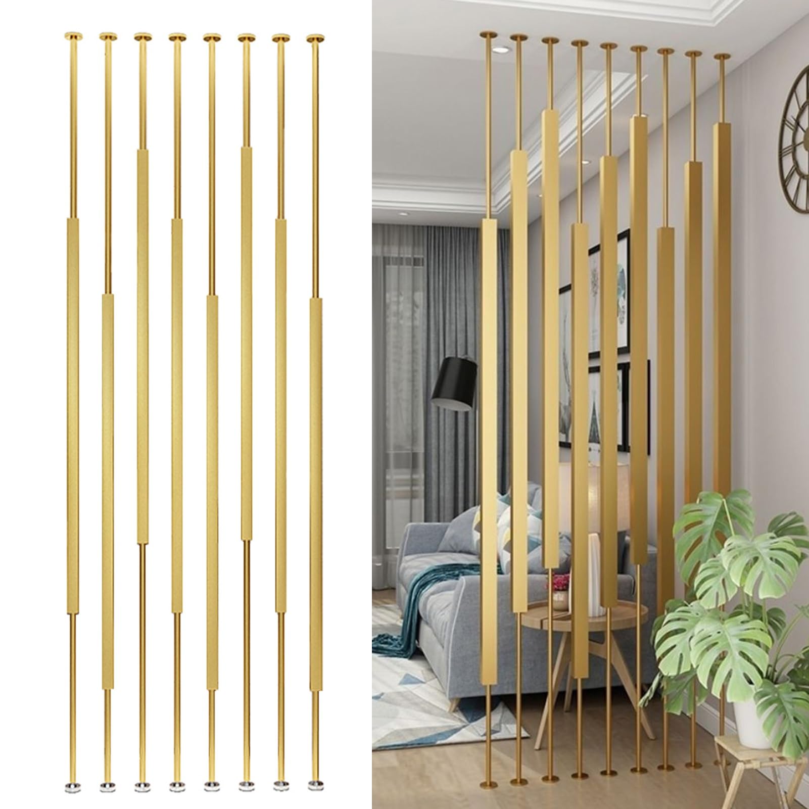 Divisori per ambienti in metallo, divisori indipendenti, montanti per la privacy dal pavimento al soffitto per soggiorno, camera da letto colonna di separazione a parete(8pcs-A,100cm/39in/3.3ft)