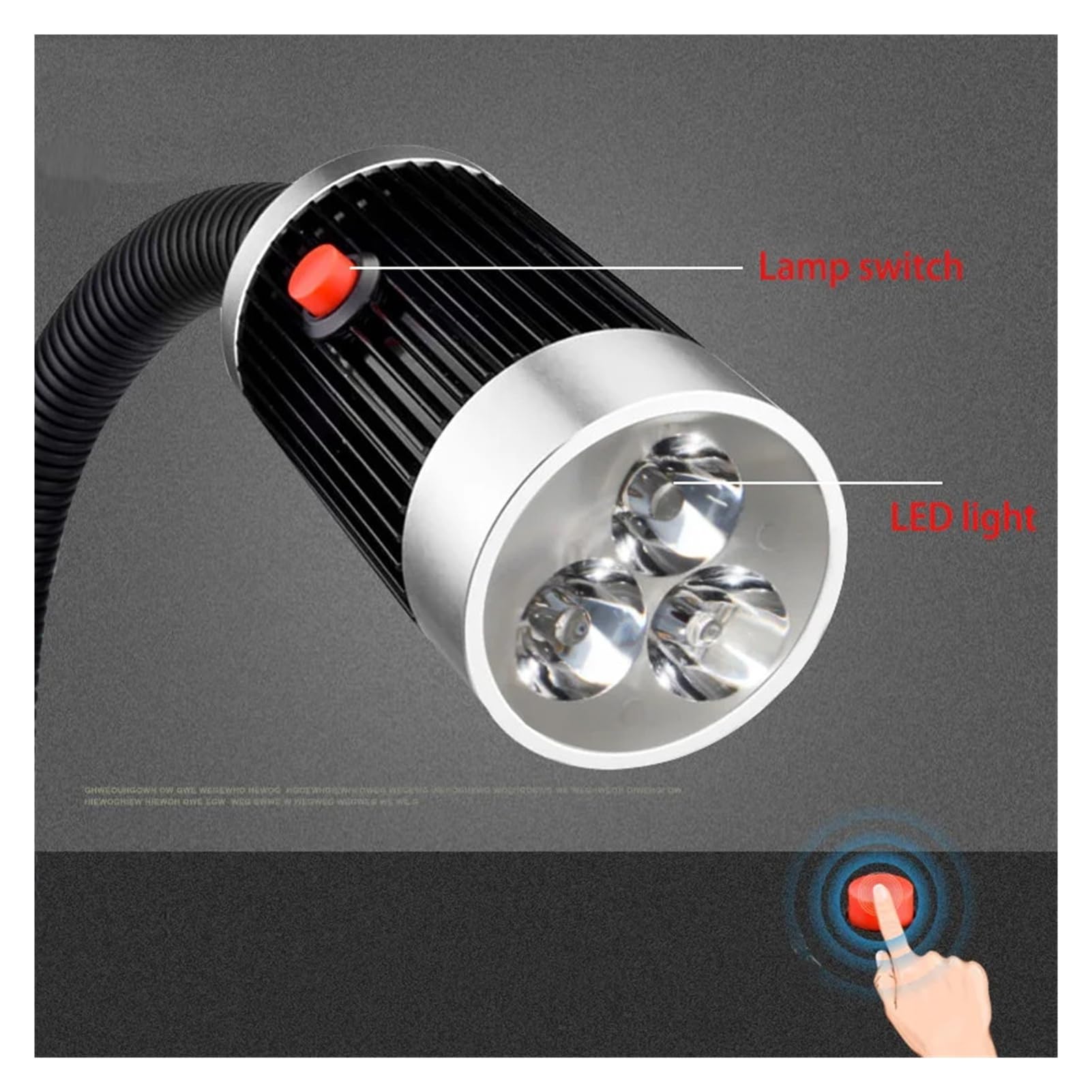 Tokarka, światło robocze, podstawa magnetyczna, lampa LED 9 W, Soft Rod aluminium, lampa robocza CNC, lampa stołowa montowana na magnes (220 V soft rod 80 cm UK)