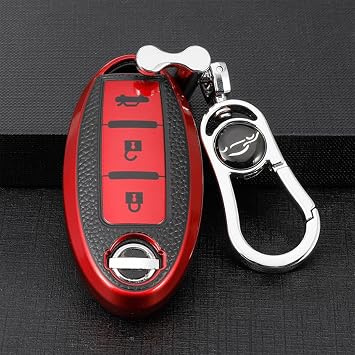 TPU Car Key Fob Cover with metal Keychain fit for Nissan X-Trail Qashqai Juke Murano Leaf Micra Pathfinder Infiniti FX35 3-Button Smart Key