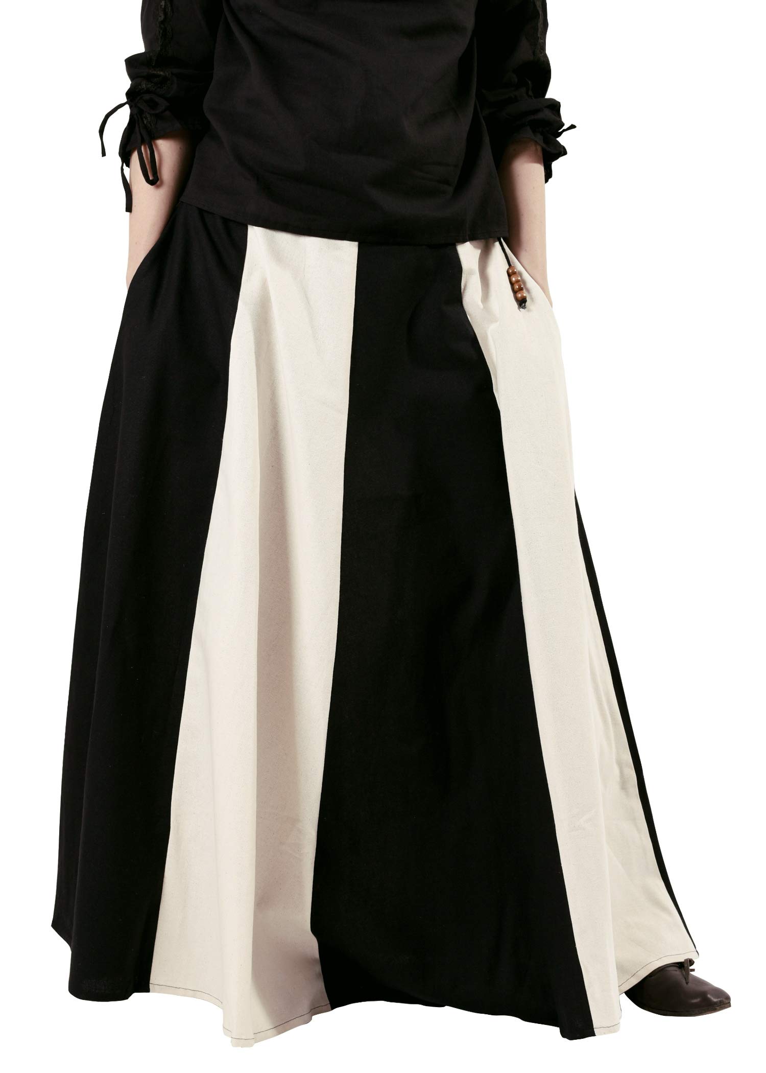 Battle-Merchant Women's Black/Natural - Medieval Skirt - Wide Flared - Long - A-Line - Viking Larp - L