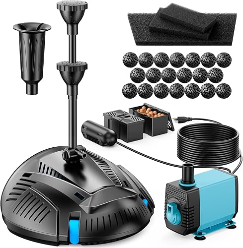 Antfraer Filtro de estanque con kits de bomba de agua, filtro de estanque clarificador UV integrado con bomba de 40 W 660 GPH, filtro de estanque