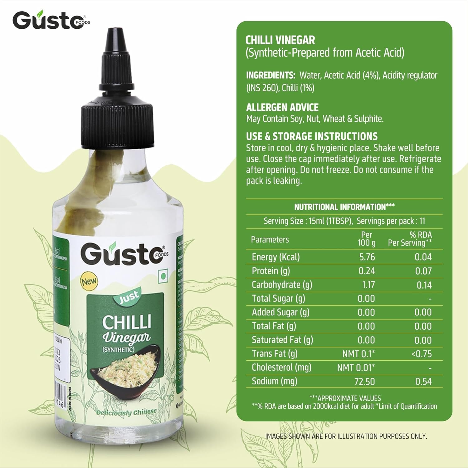 Gusto Foods Chinese Sauces Combo | Red Chilli Sauce 200gm + Green Chilli Sauce 190gm + Soya Sauce 310gm + Chilli Vinegar 170ml + Schezwan & Manchurian Gravy (80 gm each) | Ideal for Chinese Dishes