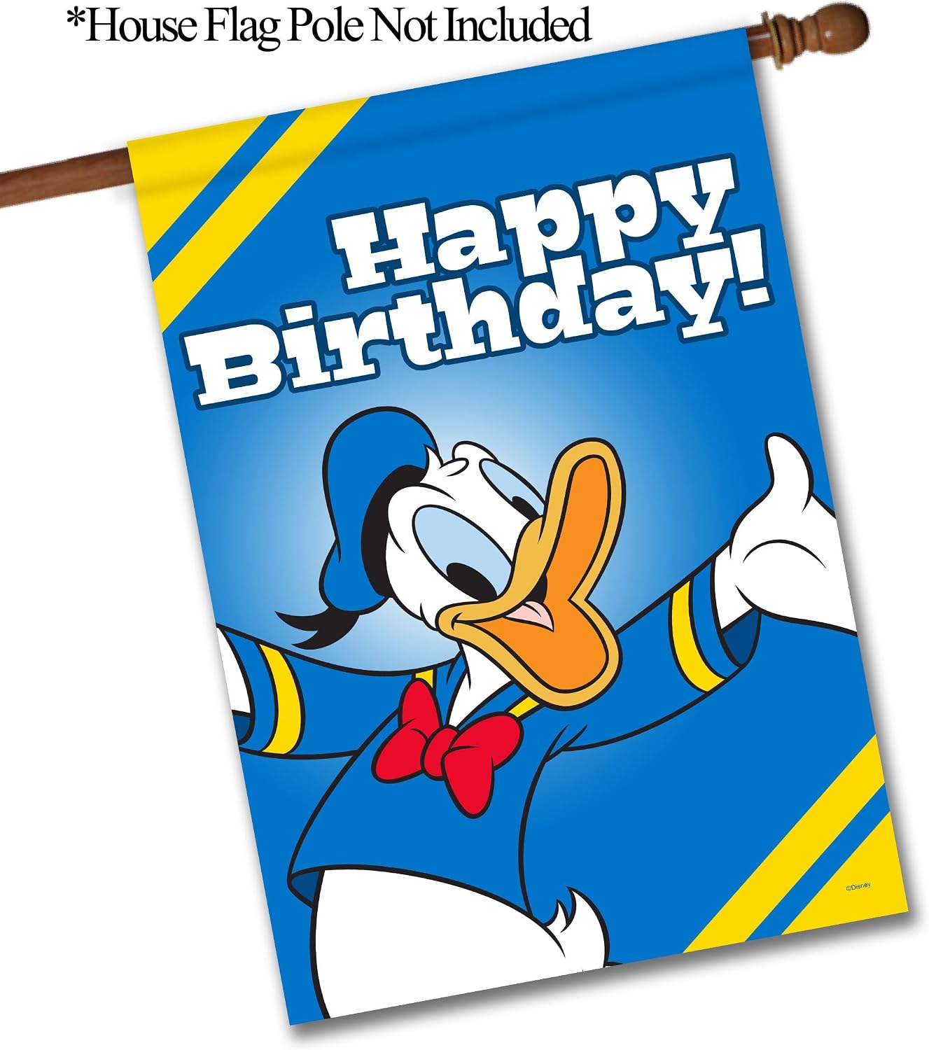 Flagology.com, Disney Donald Duck Happy Birthday – House Flag 28" x 40", Outdoor Flag, Exclusive Premium Fabric, Officially Licensed Disney, Birthday