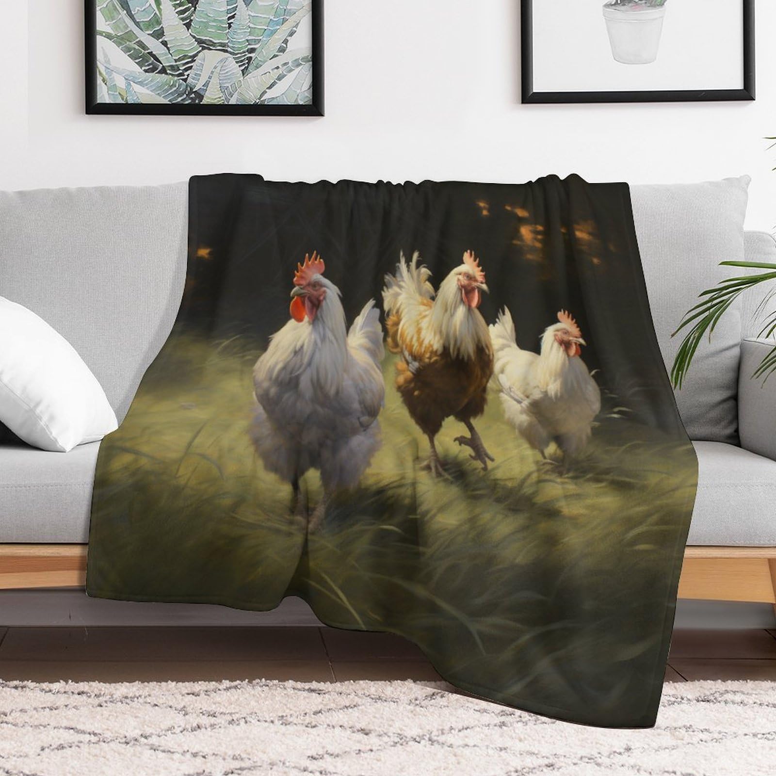 Decke Huhn Decken Tagesdecke - Weiche Flannel Decke Sofadecke - Wohndecke Sofaüberwurf Bettüberwurf 180×200cm