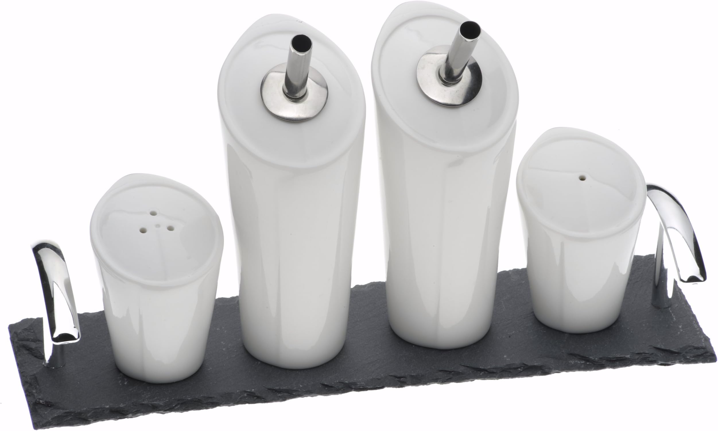 Arthur Price Kitchen Set of Oil/ Vinegar/ Salt and Pepper on a Slate Base