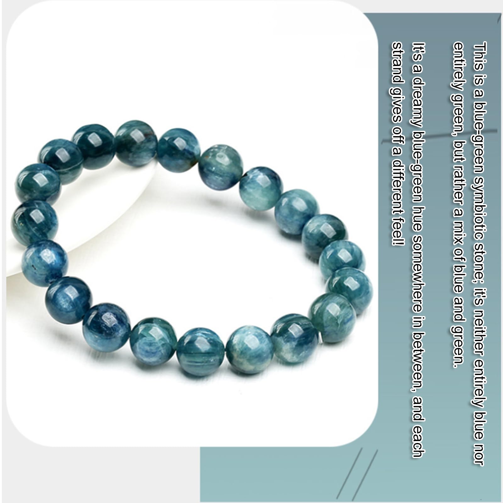 Bracciale Naturale in cianite Bicolore Verde e Blu – Bracciale Elasticizzato con Perline Rotonde in cianite Bicolore Blu-Verde – Gioielli in Cristallo curativo