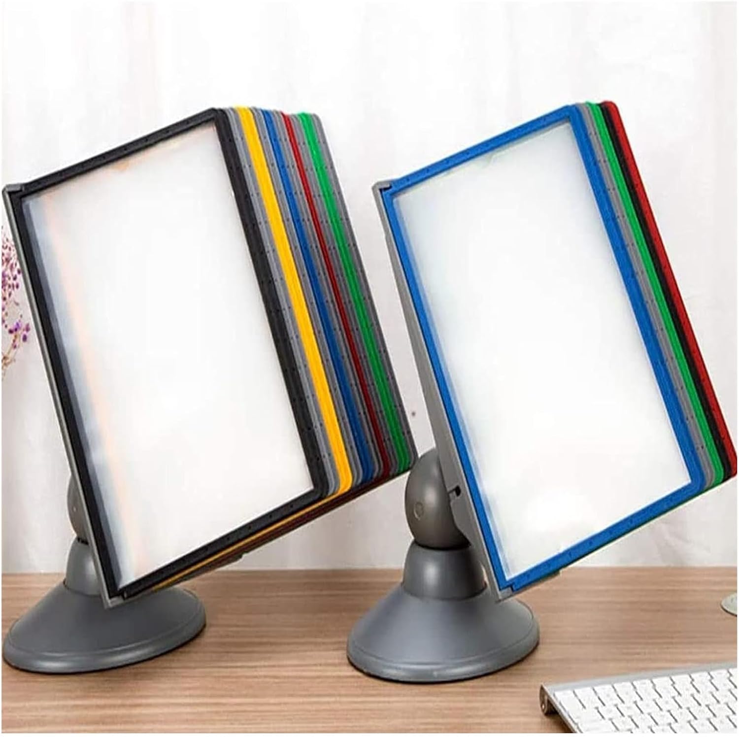 Desktop Reference System - Desk Reference Organizer, Base Can Be Adjusted, 10 and 20 Double-Sided Panels, for Office, Workshop, Restaurant, Hotel Display and Storage A4 Documents (10 Pages)