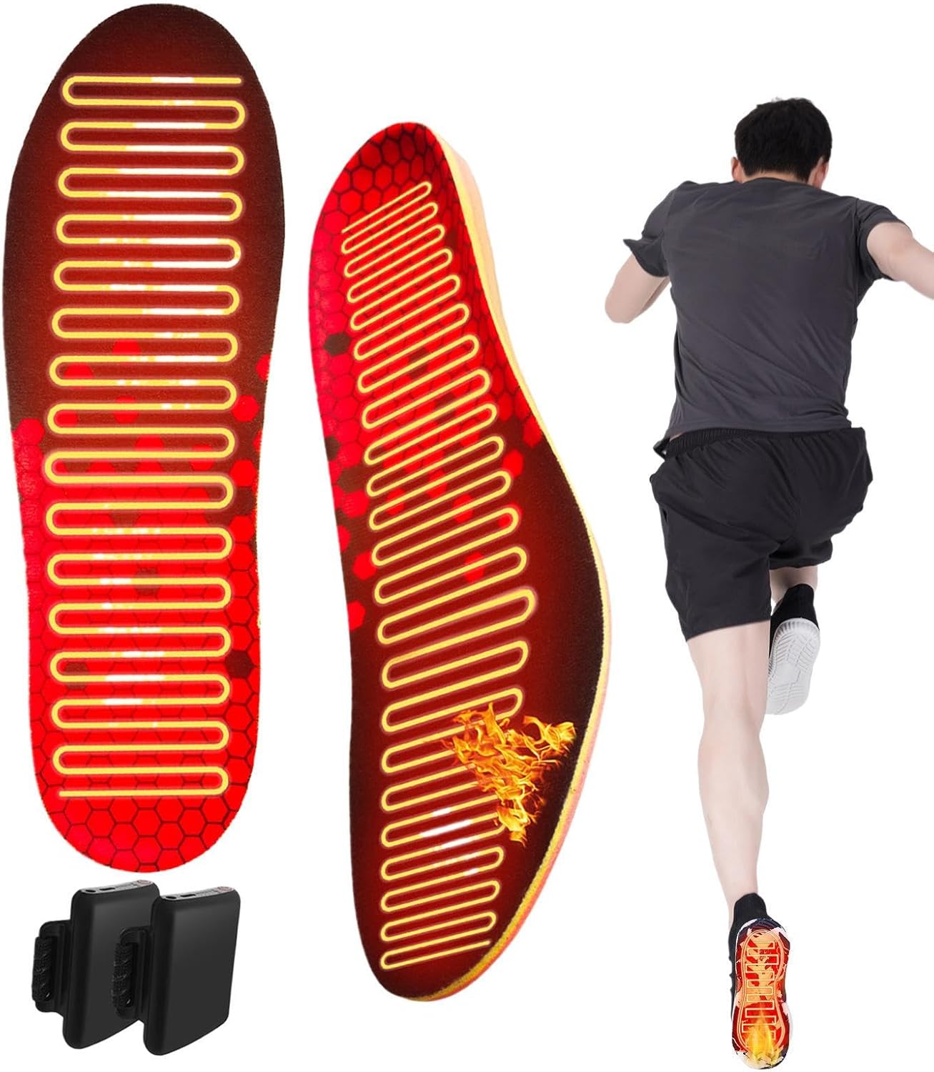 加熱式靴インソール,5000mAh リモートコントロール | 調整可能 フットウォーマー | 釣り向け 自転車向け スキー向け 旅行