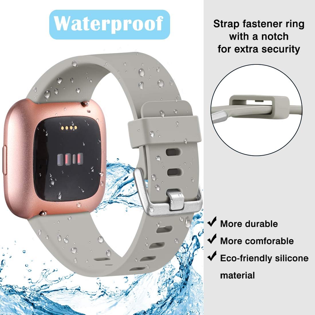 Maledan Compatible with Fitbit Versa 2 Bands for Women Men Soft Silicone Band Sport Replacement Strap for Fitbit Versa Watch/Versa 2/Versa Lite SE, Small, 4 Packs Slate Blue/Gray/Blue/Wine Red