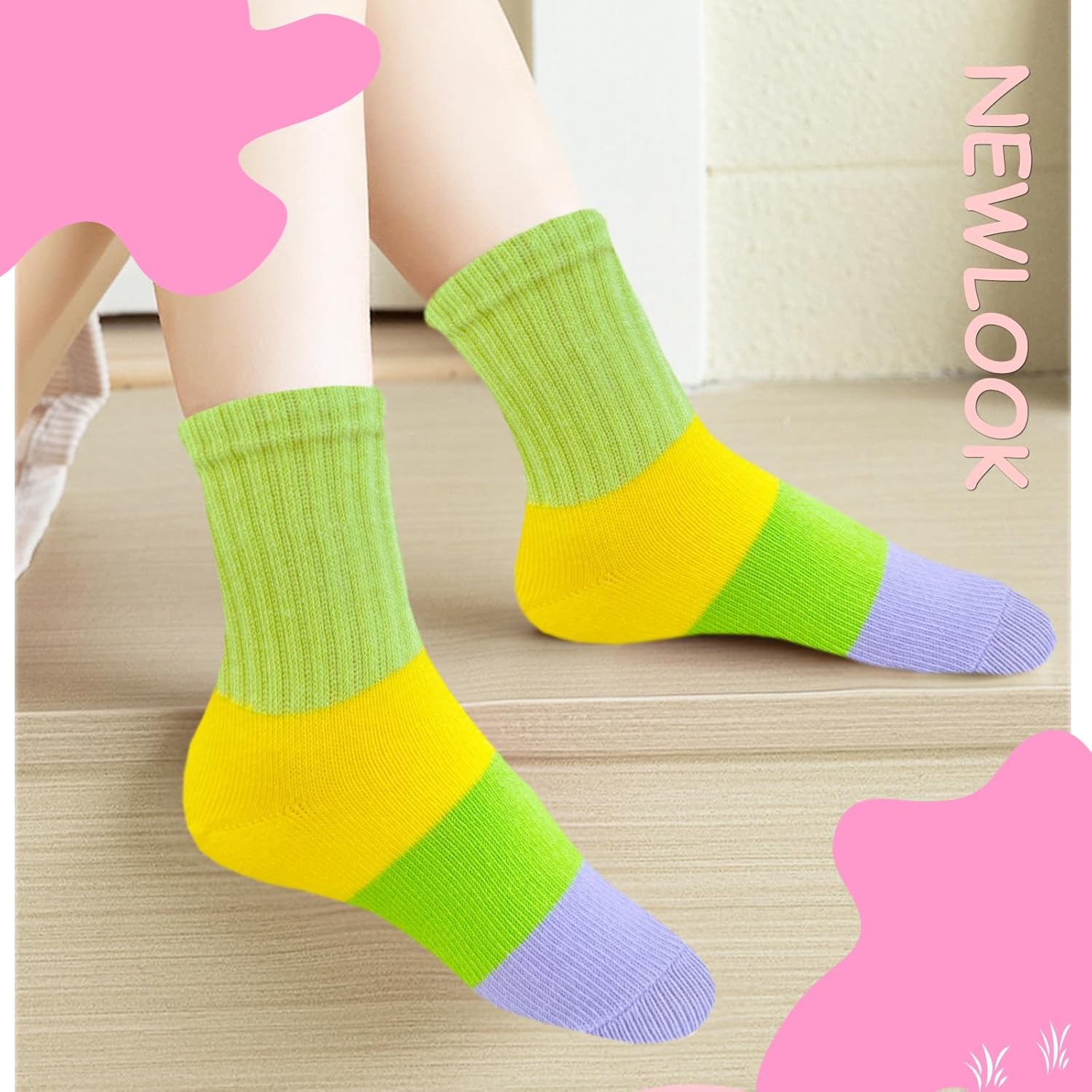 Bemeol Girls Socks 10 Pairs Girls Crew Socks Athletic Cotton Lightweight Stretch Casual Sock for Kids 4-6 6-8 8-10 Years Old - Image 5