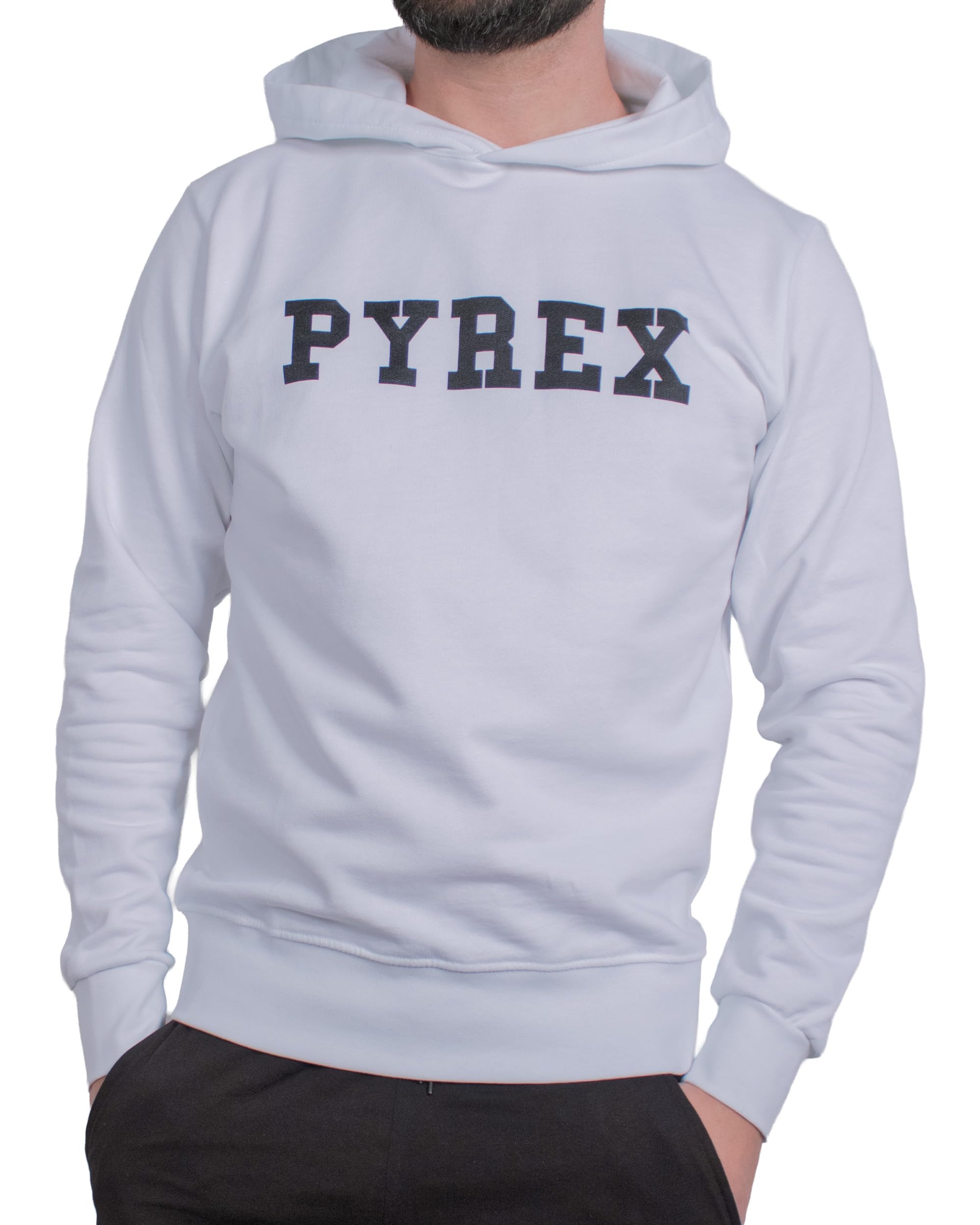 PYREX ORIGINAL - Felpa da Uomo con Cappuccio in Cotone, Polsini Elasticizzati e Logo Frontale - Art. 45100