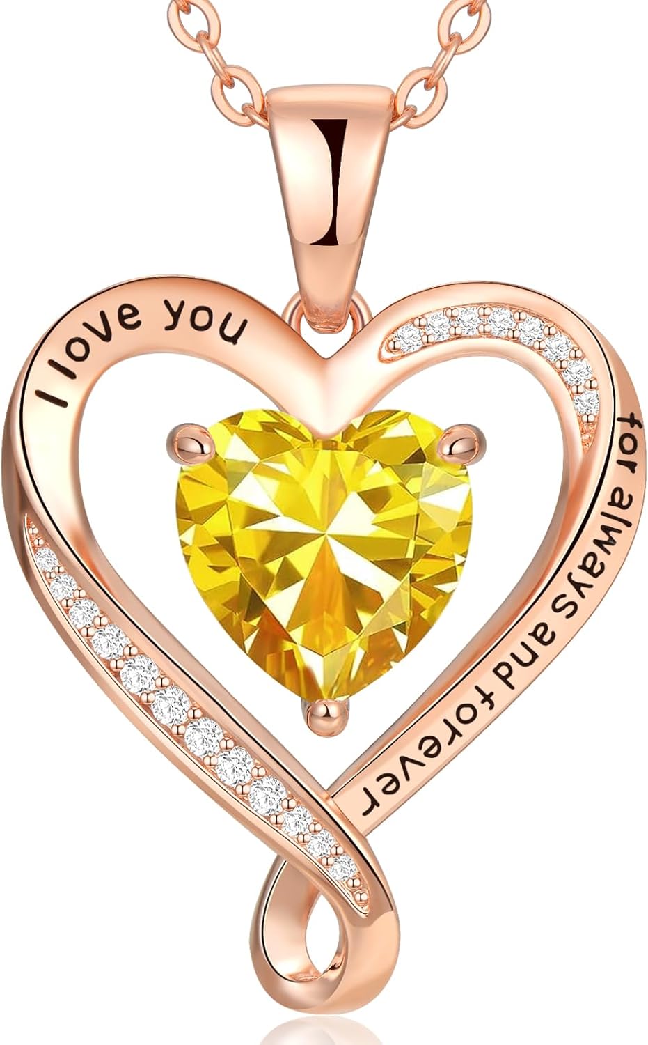 Birthday Gifts for Women Wife Infinity Heart Birthstone I Love You Necklace for Women S925 Sterling Silver Anniversary Wedding Gifts for Christmas Valentines Mothers Day Women's jewelry Diamond Pendant Necklaces Gift for Her Mom Daughter Grandma