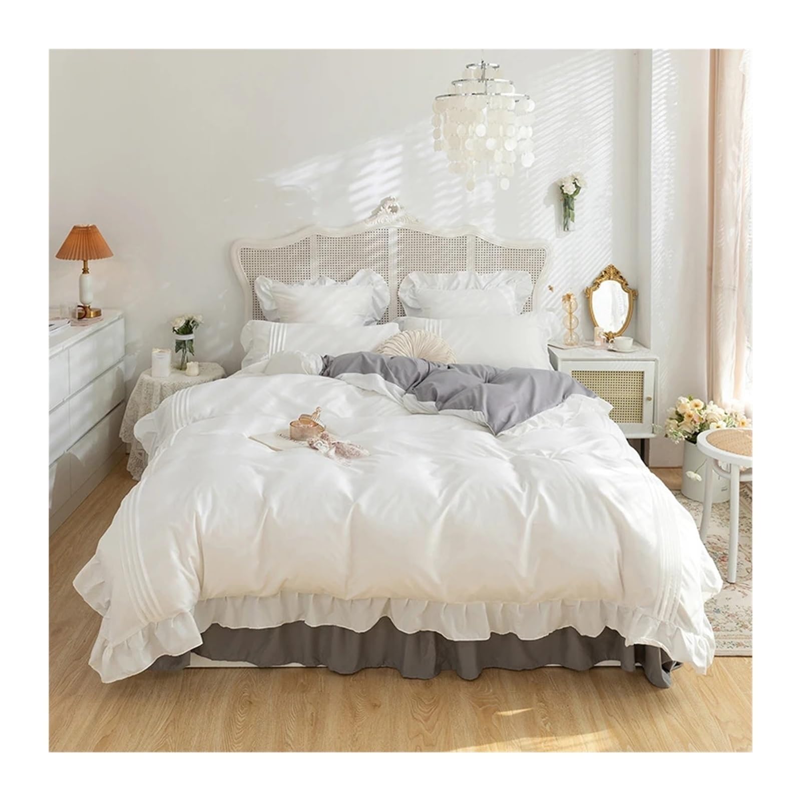 Ensemble de literie premium avec housse de couette grand lit aux finitions haute couture