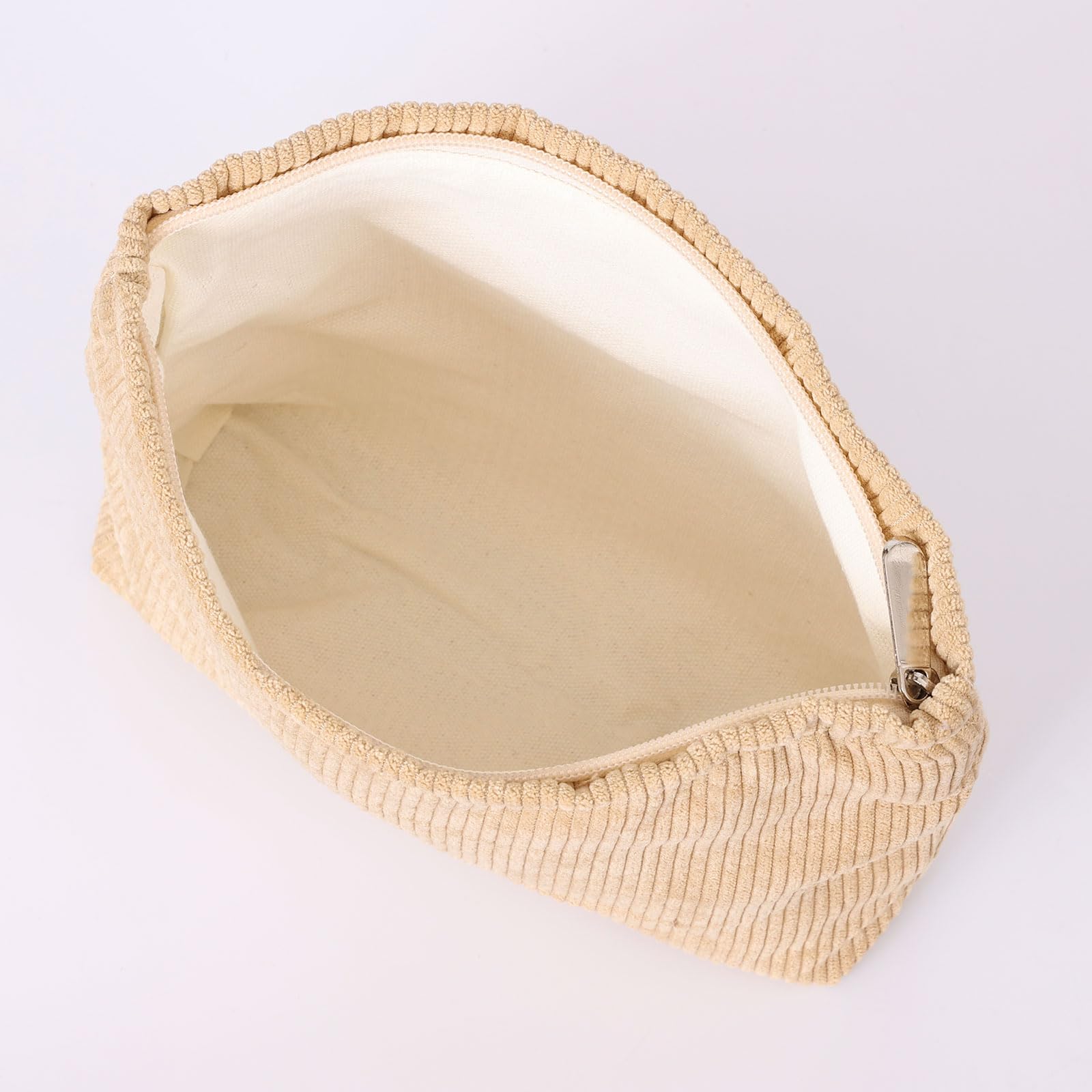Small Makeup Bag for Purse Travel Cosmetic Bag Makeup Pouch Corduroy Portable Versatile Zipper Pouch for Women (Green) - Image 4