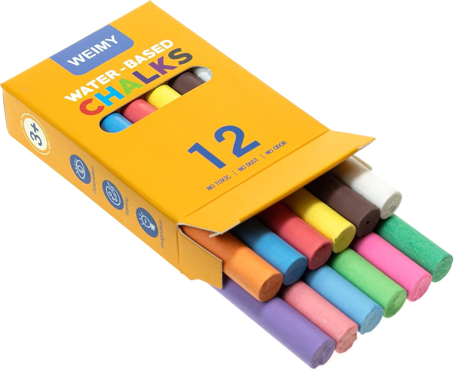WEIMY 12Count Colored Dustless Chalks NonToxic, Truly