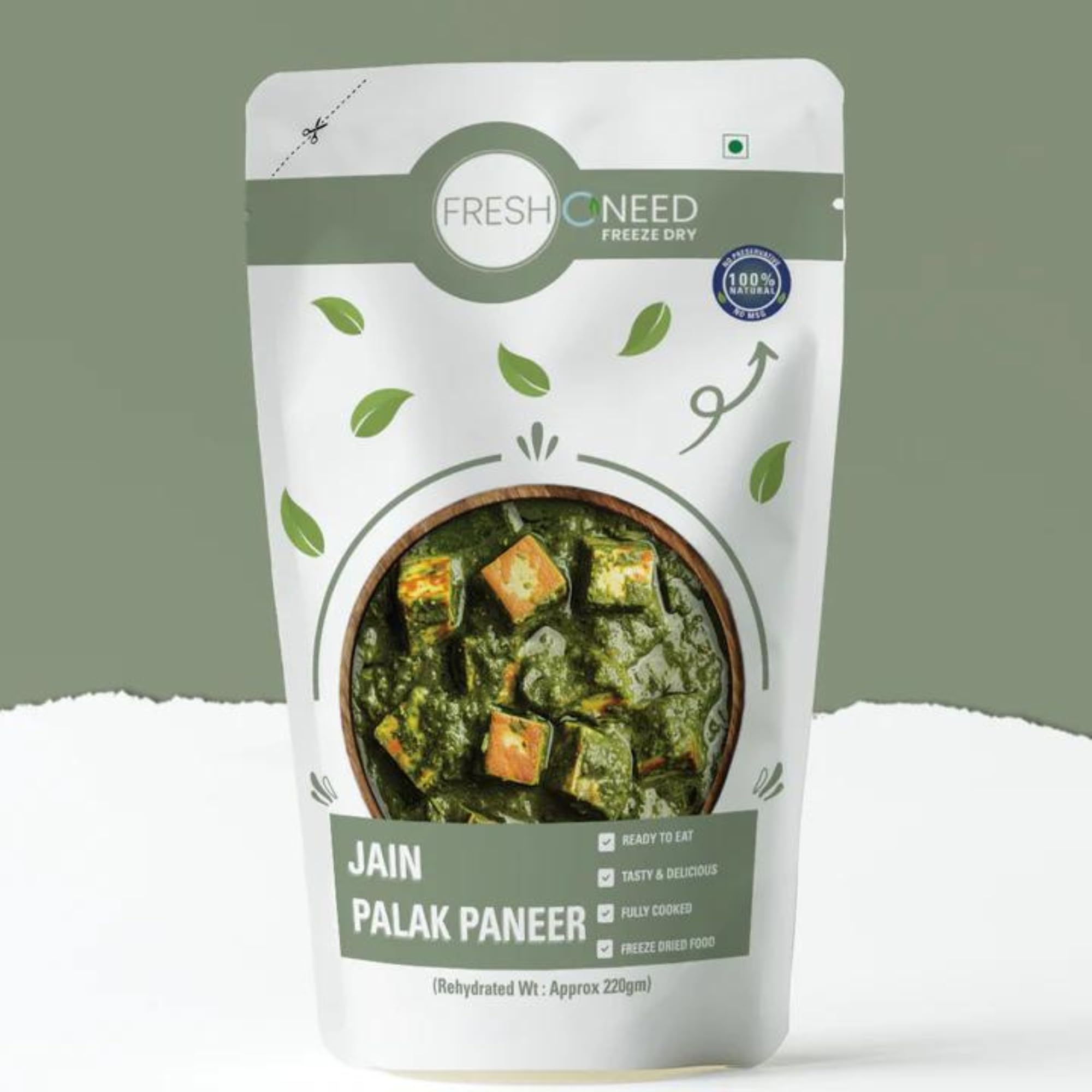 FreshOneed Jain Palak Paneer | Ready to Eat & Cook Meal | Single Serving | Pack of 1 | After Cooking Gets 220GM to Serve | Vegetarian Meal | Creamy Spinach with Paneer Cubes | Jain-Friendly | Easy to Prepare�Just Add Water and Cook. (B0DF7ZZSGN) Amazon Price History, Amazon Price Tracker