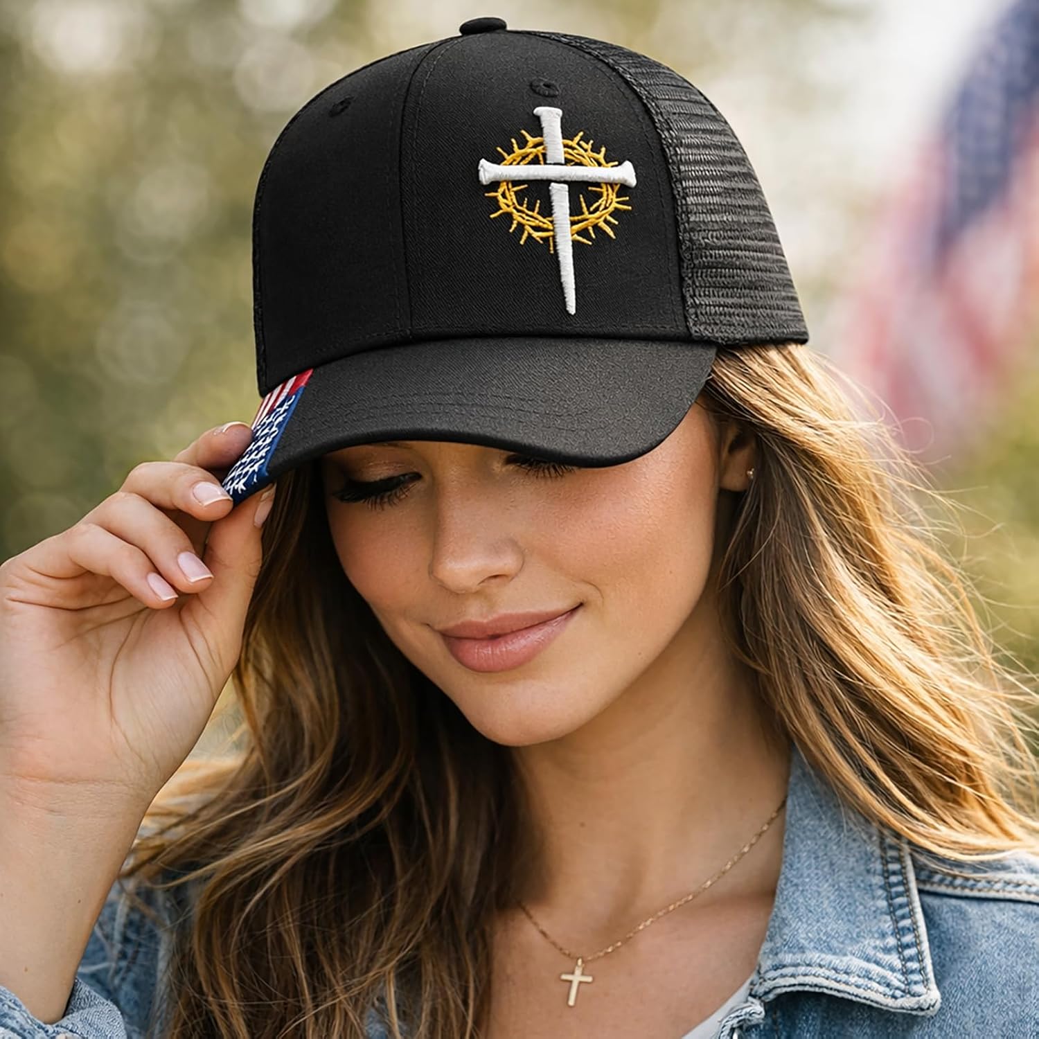 Christian Hats for Men & Women - Jesus Cross Faith Trucker Hat | Religious Caps for Men, Christian Clothes - Image 3