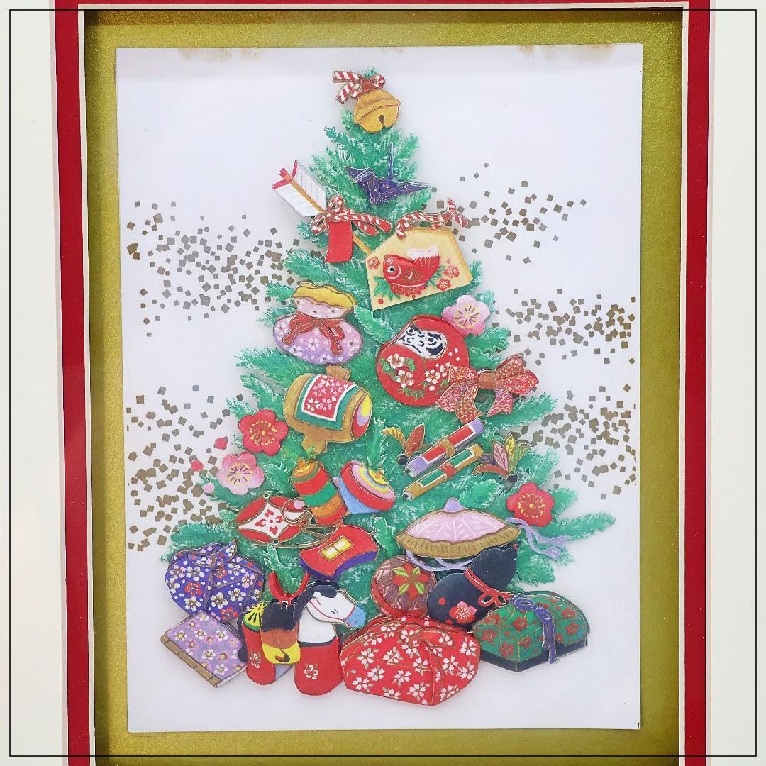 Amazon.co.jp: 和風クリスマスツリー 立体的 絵 アート シャドー