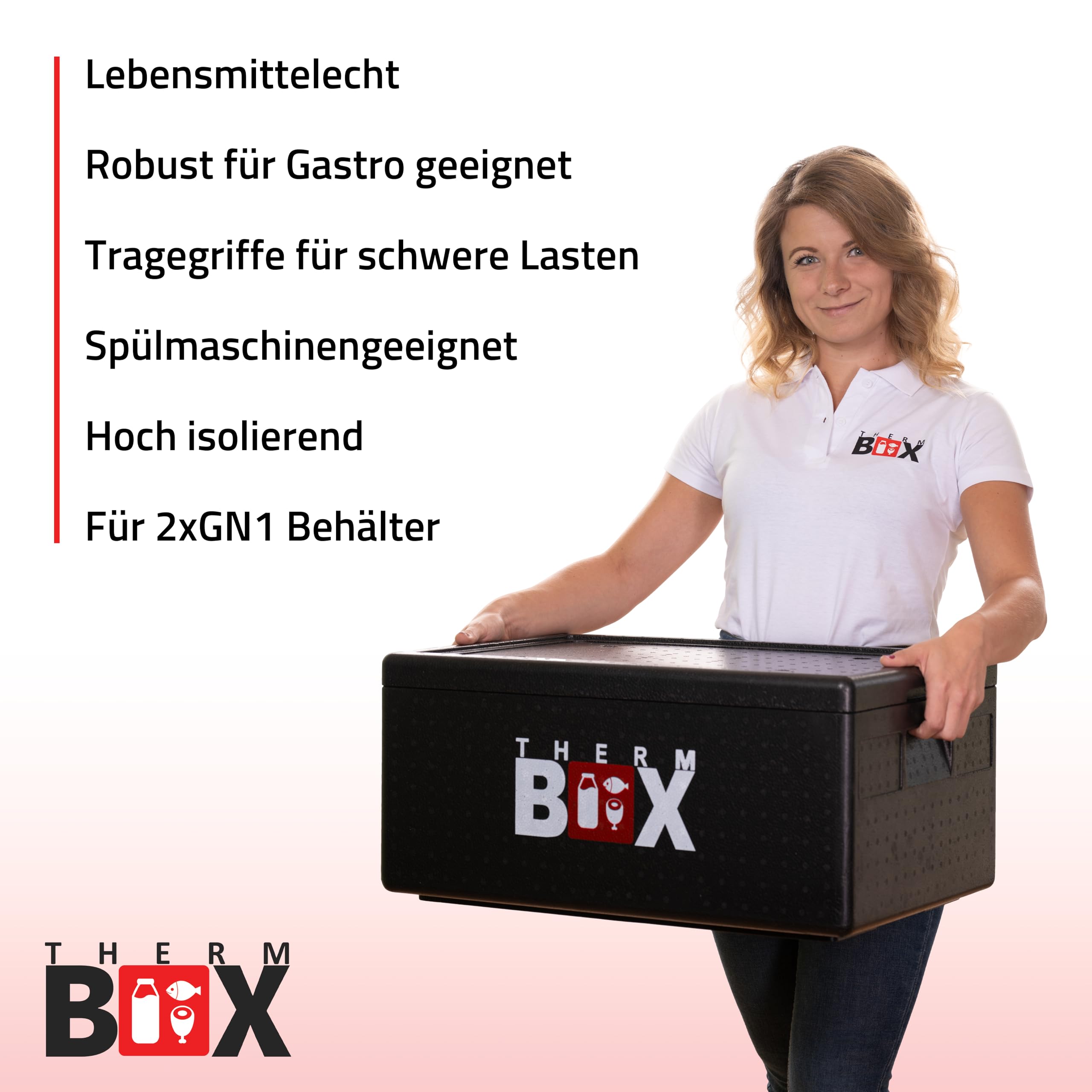 THERM BOX Profi Styroporbox Gastro GN mit 5X Kühlakku für Kühlbox 40L Innen: 54x34x21,5cm Transportbox Wiederverwendbar