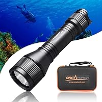 Vista 1 de ORCATORCH D550 - Linterna submarina de 1000 lúmenes con 3 modos, interruptor de cola, impermeable IP68, luz de buceo de respaldo manos libres