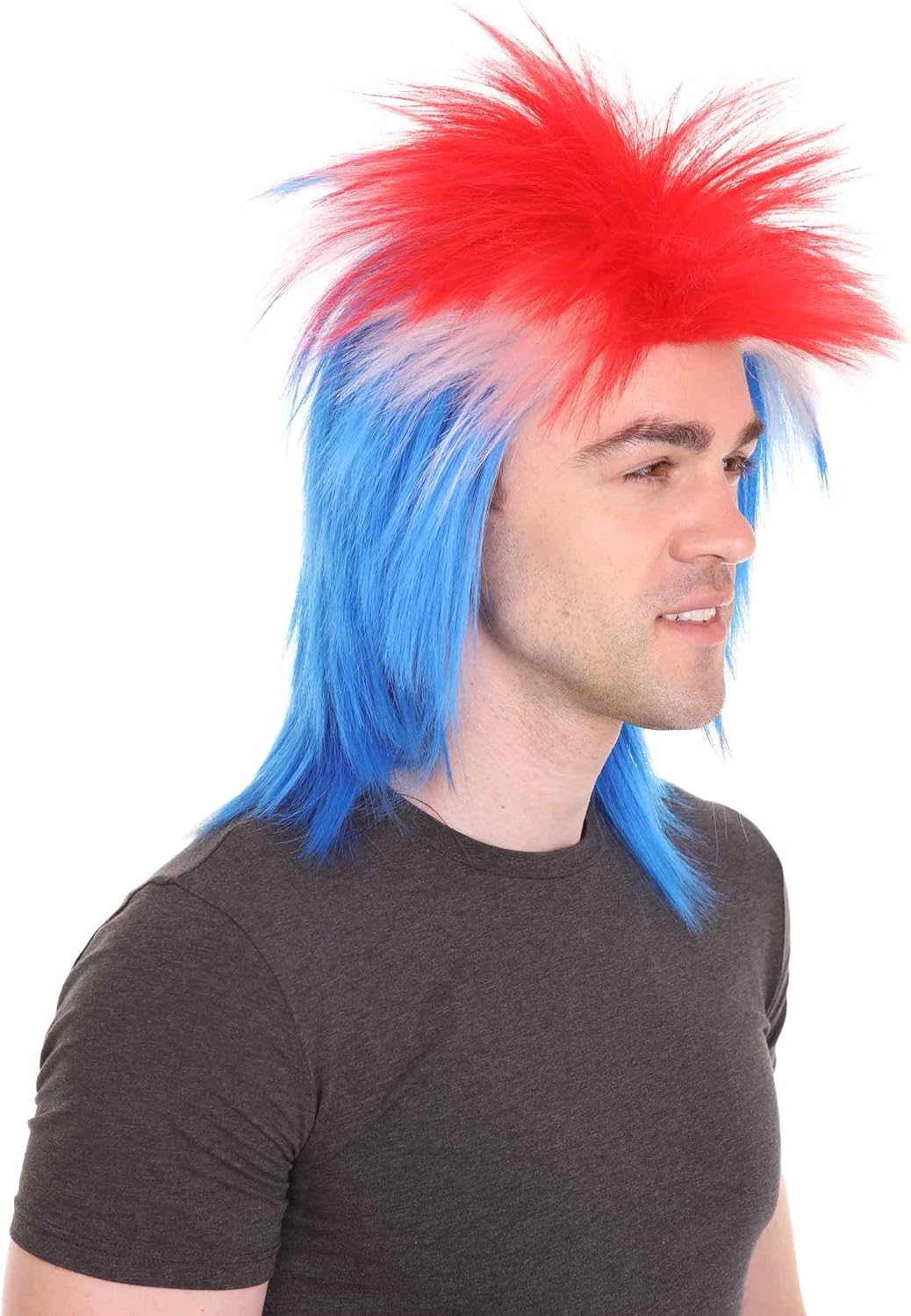 HalloweenPartyOnline Flag Sports Mullet Wig, Multiple Country Options,
