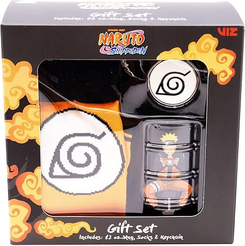 Culture Fly Naruto Shippuden - Juego de regalo de 3 piezas (incluye 1 par de calcetines, 1 llavero y 1 taza)