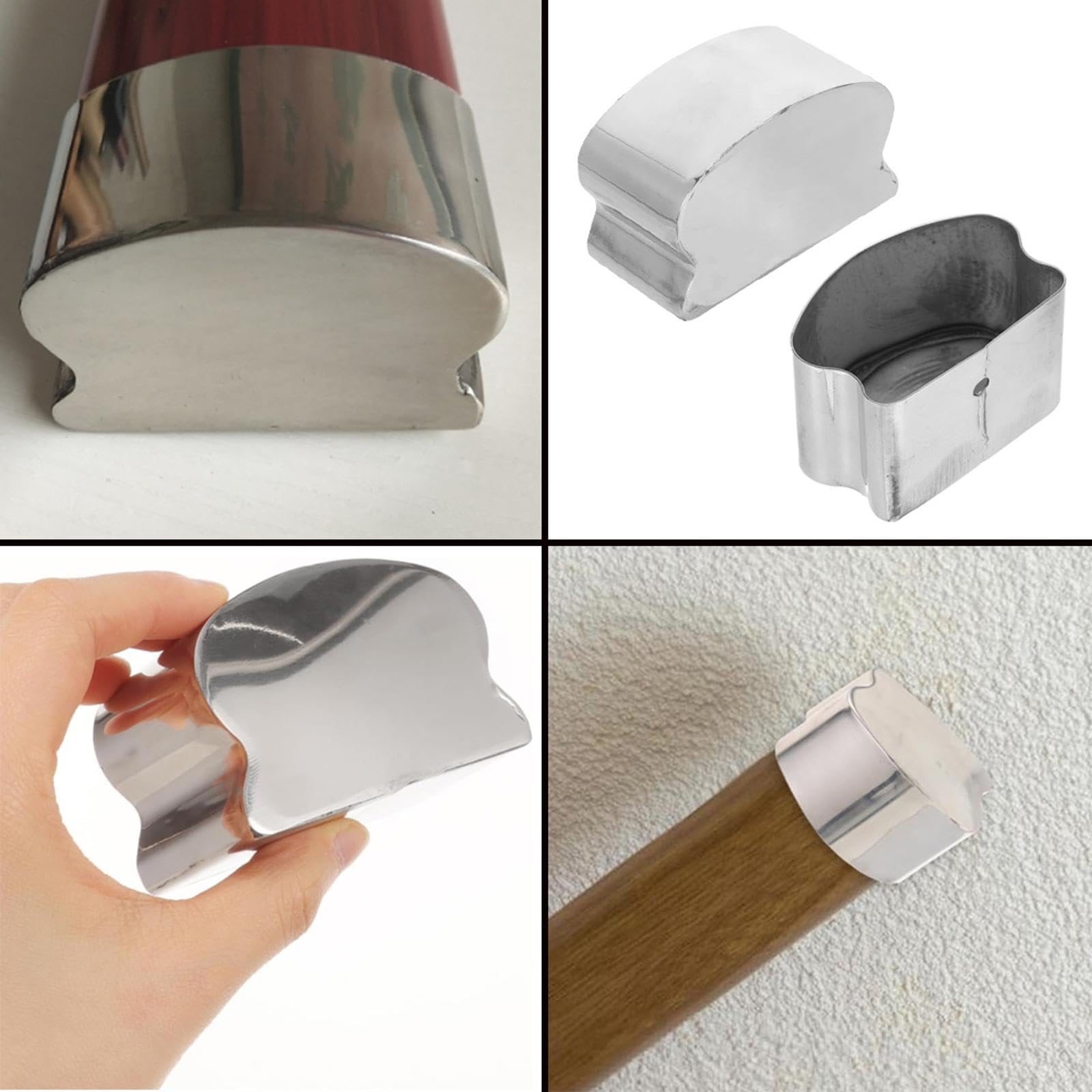 2 tappi terminali per corrimano in acciaio inox, protezioni per corrimano a ferro di cavallo, accessori per ringhiere per scale, centri commerciali, edifici per uffici